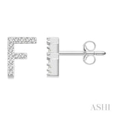 1/10 Ctw Initial 'F' Round Cut Diamond Earrings in 10K White Gold